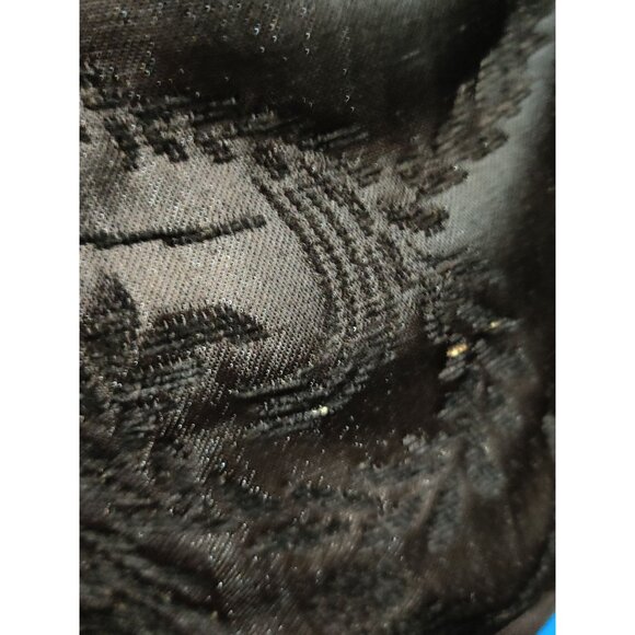 Womens L Jacket Reversible Jacquard Brocade Black Gold Blue Boho 90s Vintage - Picture 11 of 16